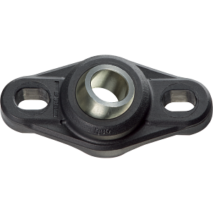 Flange bearing with 2 mounting holes, EFOM igubal®, spherical cap stainless steel