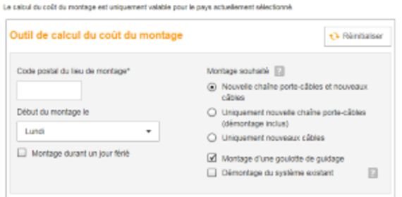 Outil de calcul du coût de montage