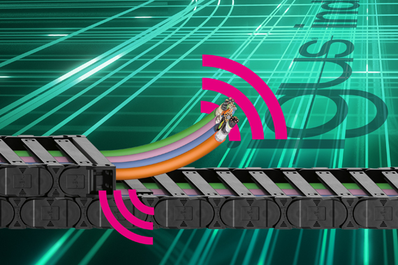 Envoi de données par une chaîne porte-câbles