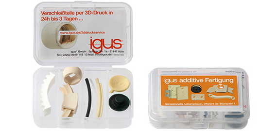 Boîte d'échantillons du prestataire en impression 3D pour pièces d'usure en iglidur (en anglais)