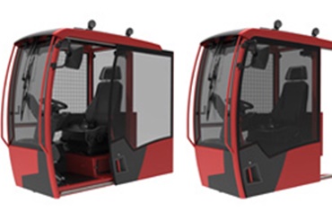 Cabine à porte coulissante équipée de produits de la gamme linéaire drylin®